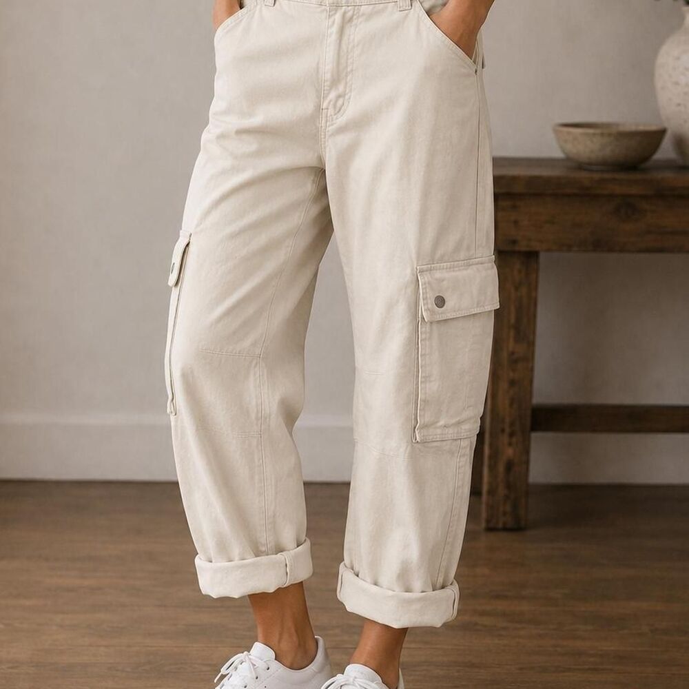 Wild-fable Women's Cream and Tan Trousers